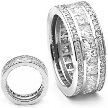 Bague de mariage 925 Bijoux en argent sterling avec diamant de coussin